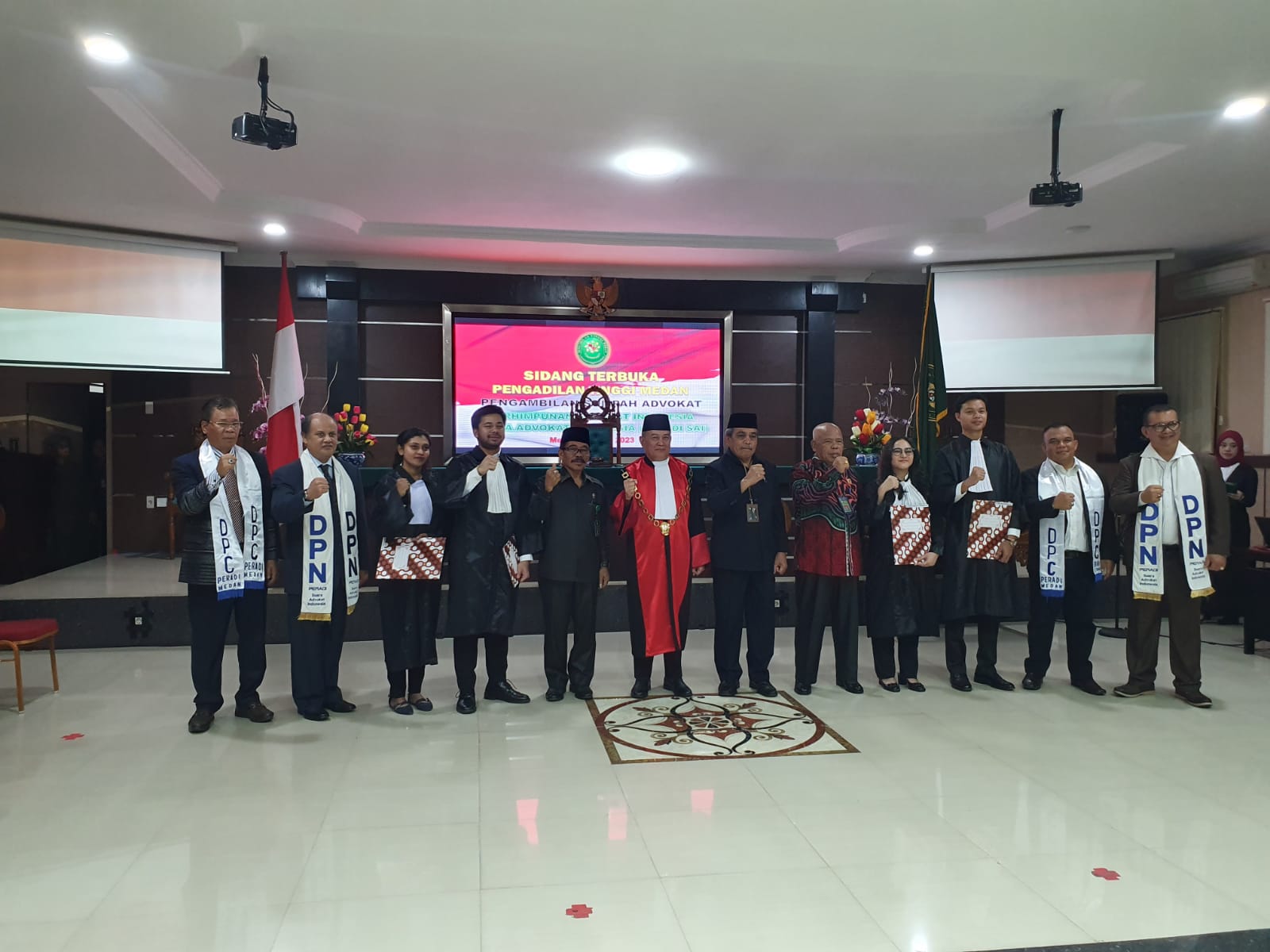 DPC PERADI Medan telah melaksanakan Pengangkatan & Penyumpahan di Wilayah Hukum Pengadilan Tinggi Medan, pada tanggal 22 Juni 2023, dengan jumlah peserta yang ikut serta sebanyak 60 orang
