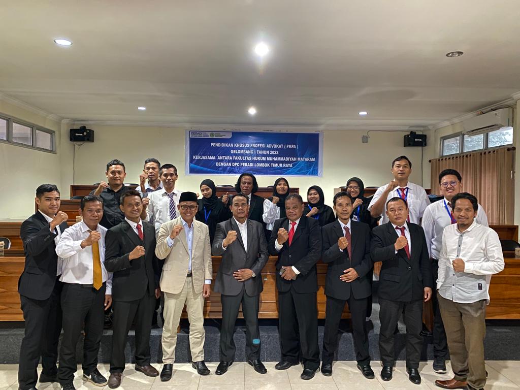 DPC PERADI SAI Lombok Timur Raya bekerjasama dengan FK. Hukum Muhammadiyah Mataram dalam mengadakan Pendidikan Khusus Profesi Advokat (PKPA) Gelombang 1 tahun 2023 yang bertempat di FK. Hukum Muhammadiyah Mataram, Pada tanggal 01 s.d. 16 Juli 2023, dan jumlah peserta yang ikut serta sebanyak 17 orang