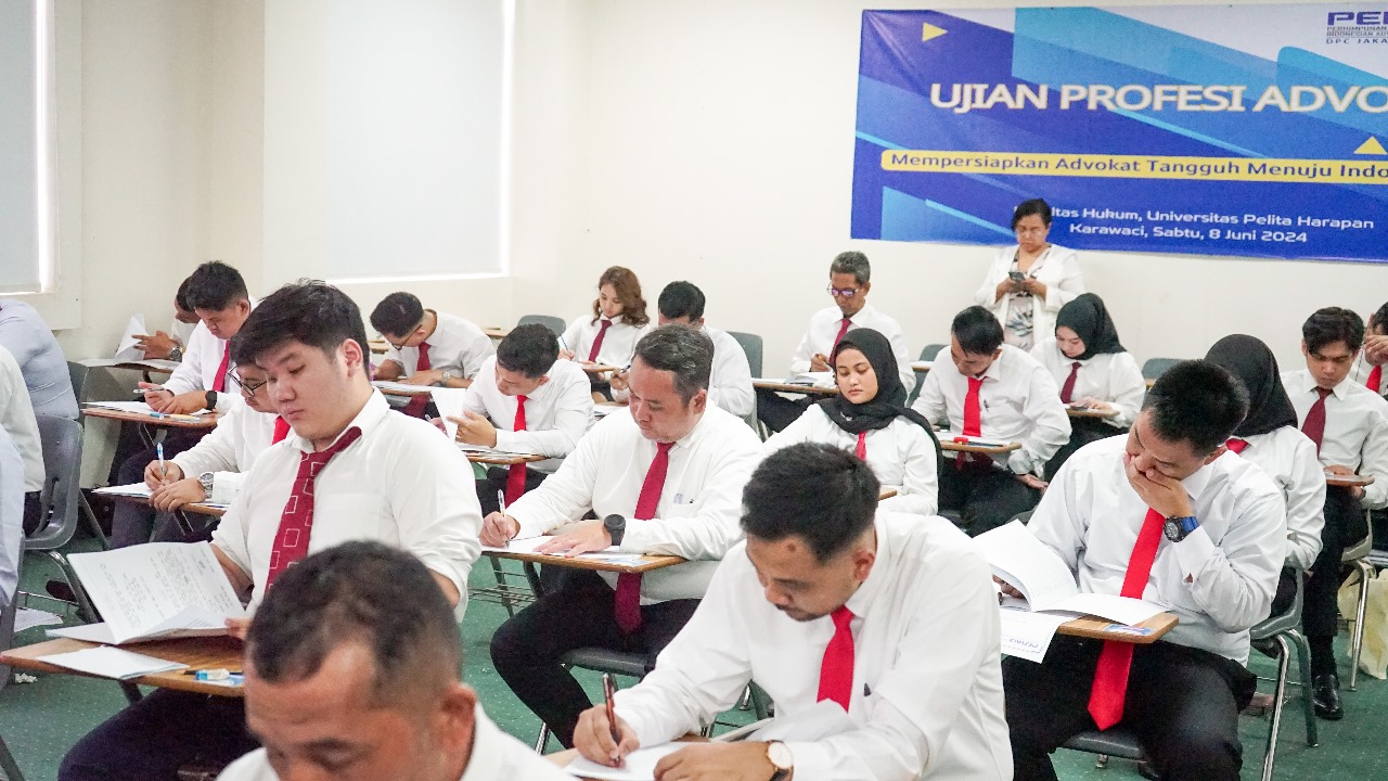 Ujian Profesi Advokat (UPA) DPC Jakarta Selatan yang dilaksanakan di Gedung D, Lt. 4 Ruang 406, Fakultas Hukum –Universitas Pelita Harapan, Karawaci – Tangerang, pada Sabtu, 08 Juni 2024 dengan Jumlah peserta yang ikut serta 42 orang