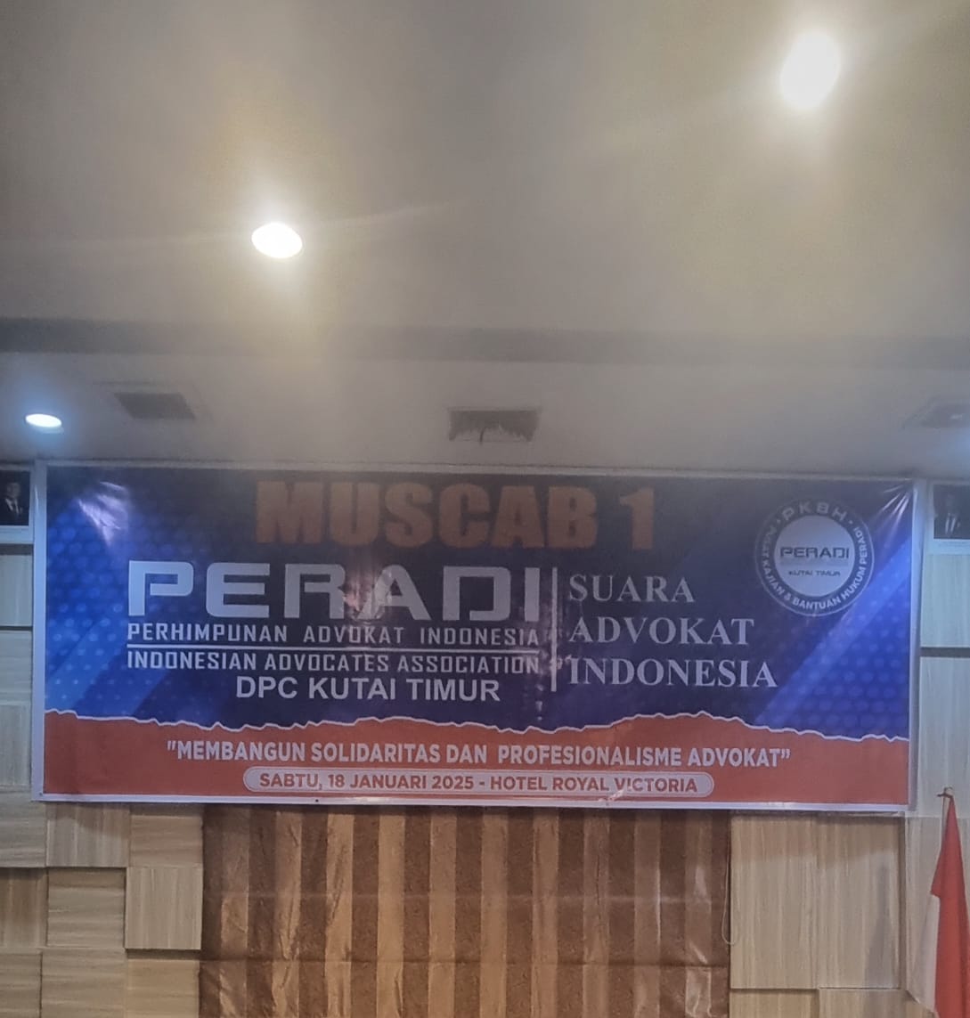 Musyawarah Cabang (Muscab) I DPC PERADI SAI Kutai Timur telah dilaksanakan di Hotel Royal Victoria, pada Sabtu 18 Januari 2025 dan telah terpilihnya rekan Dr. Fellysianus Lung, S.H., M.A.P., sebagai ketua DPC PERADI SAI Kutai Timur periode 2025 - 2028.