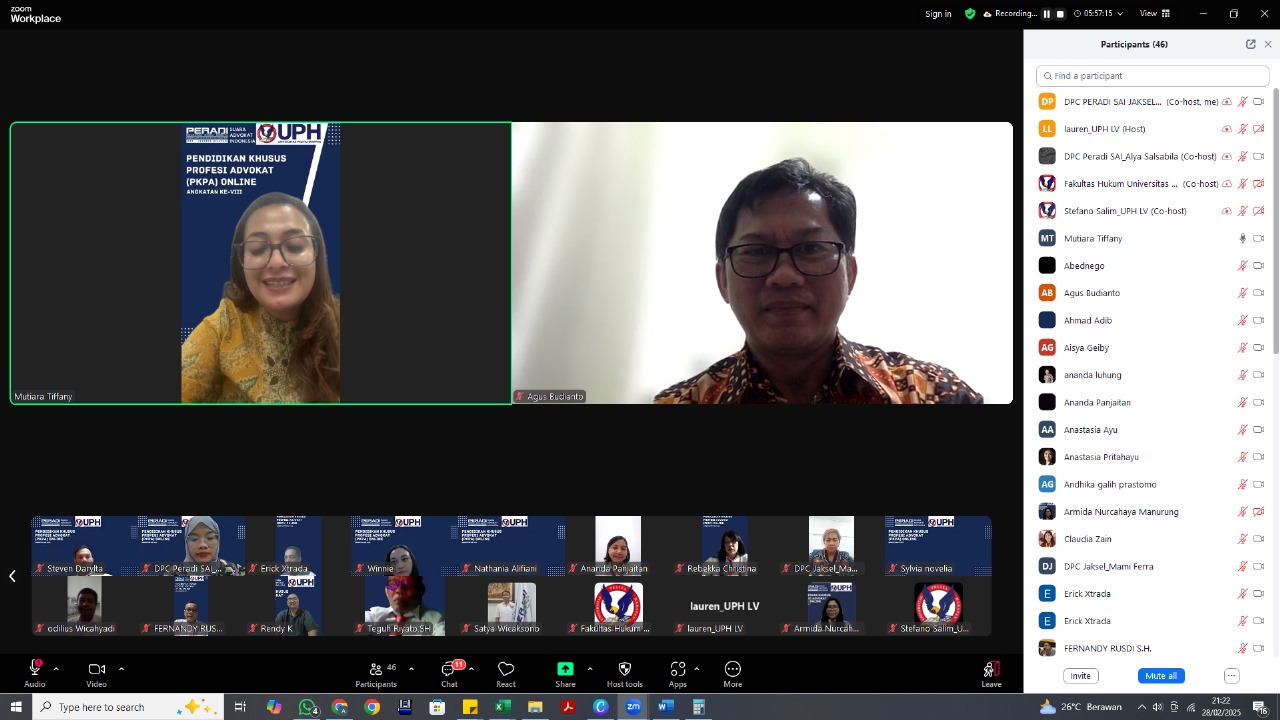 DPC PERADI SAI Jakarta Selatan telah melaksanakan Pendidikan Khusus Profesi Advokat (PKPA) secara Online Angkatan ke VIII, pada 22 Februari sampai dengan 28 Februari 2025 dengan jumlah peserta sebanyak 40 orang.